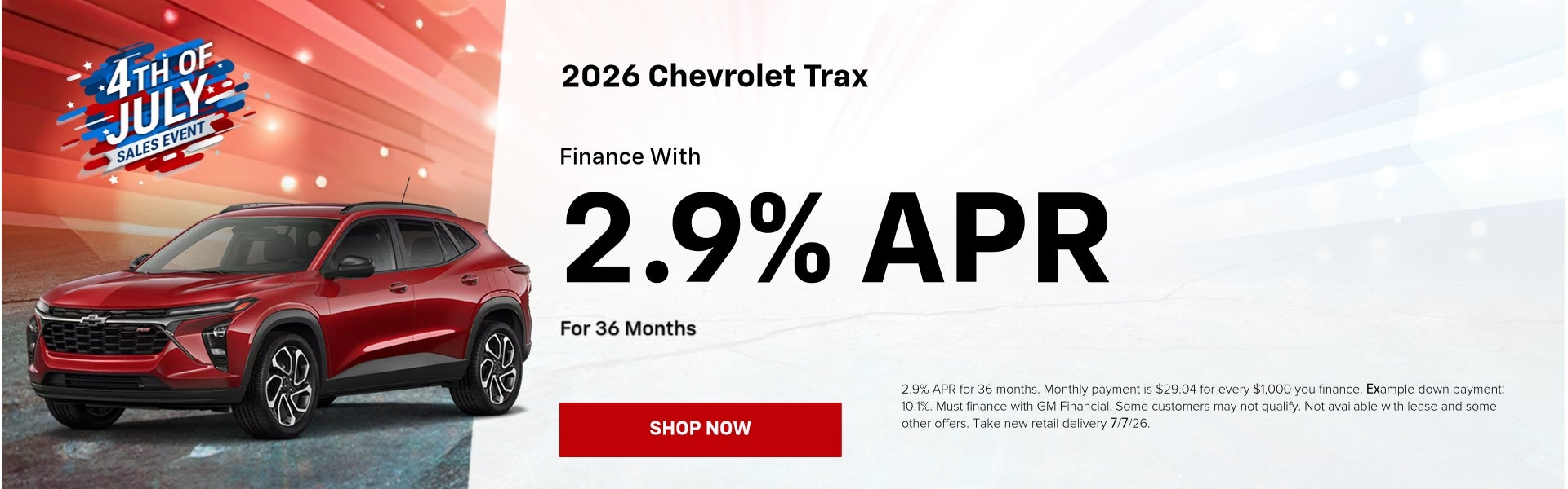 2026 Chevrolet Trax lease offer